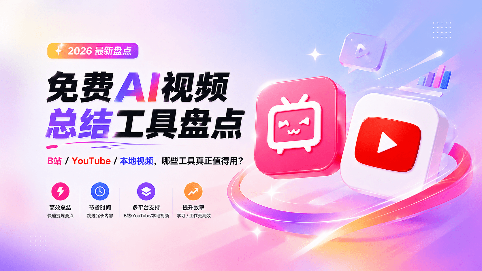 免费AI视频总结工具盘点：B站/YouTube/本地视频，哪些真的值得用？（2026收藏版）