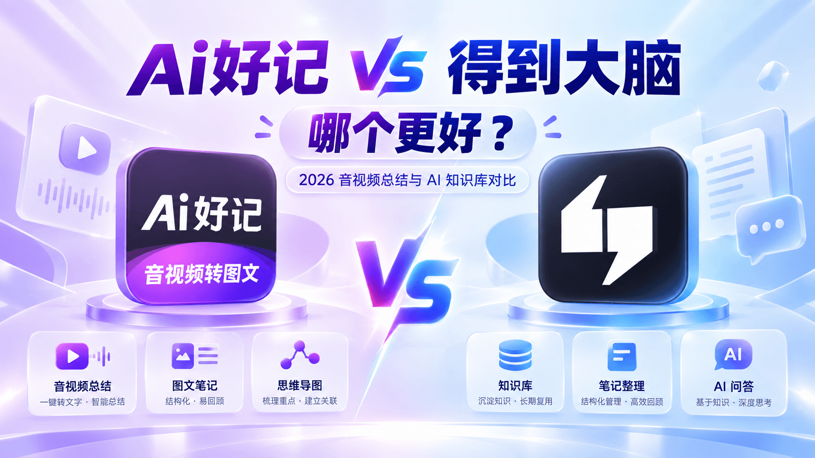 Ai好记 vs 得到大脑哪个好？2026年音视频总结与AI知识库对比