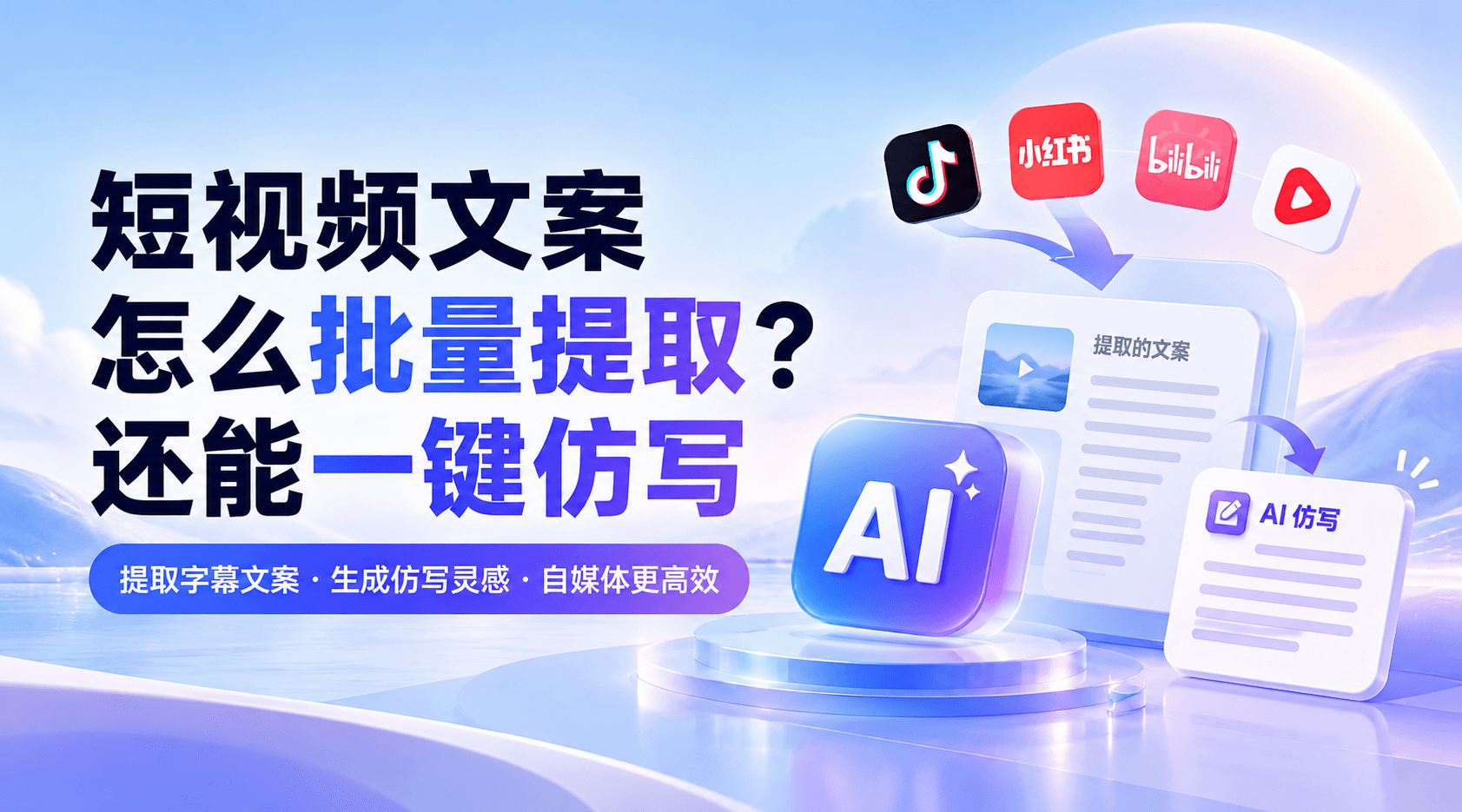 自媒体人必备！AI批量提取短视频文案，还能直接一键仿写