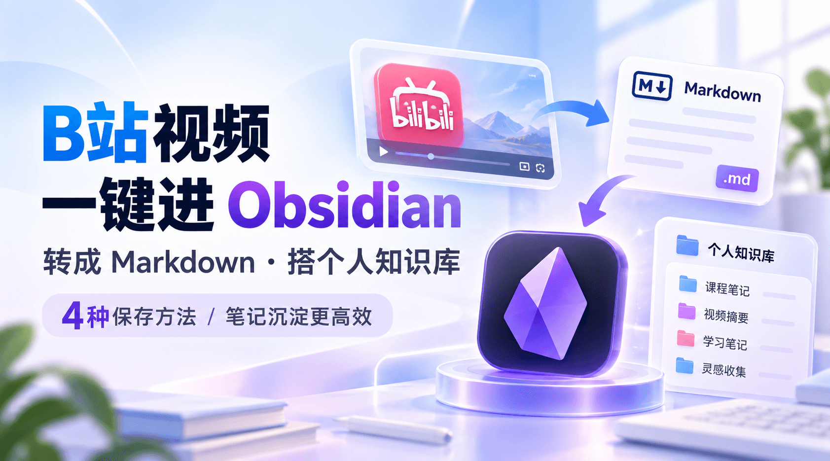 B站视频转Markdown：4种方法保存到Obsidian，搭建个人知识库