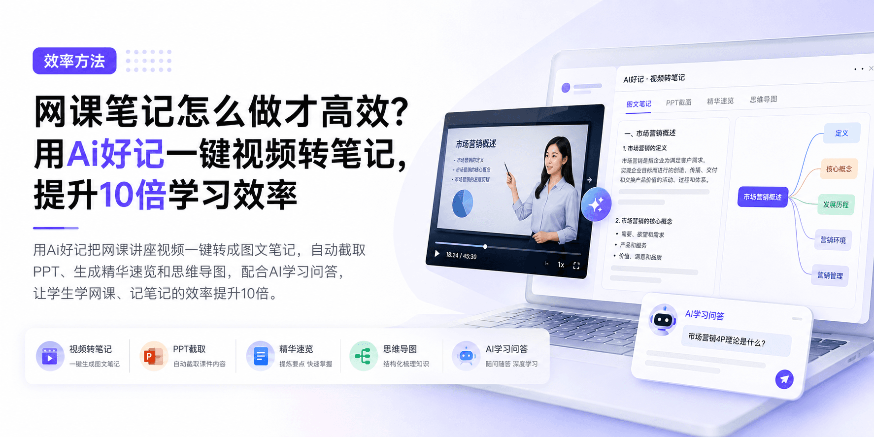 网课笔记怎么做才高效?用Ai好记一键视频转笔记,提升10倍学习效率