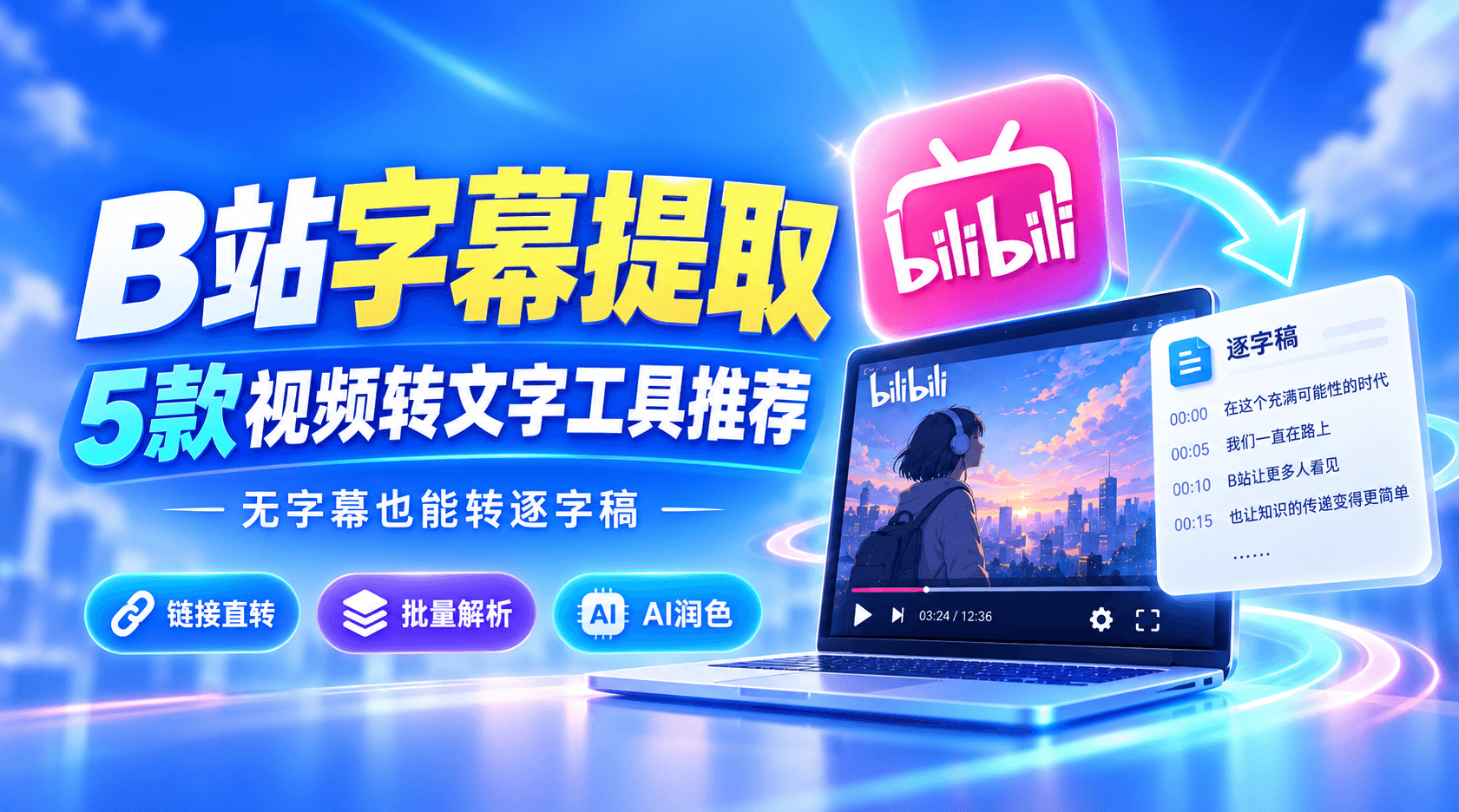 B站字幕怎么提取?5款B站视频转文字工具推荐,无字幕也能转逐字稿