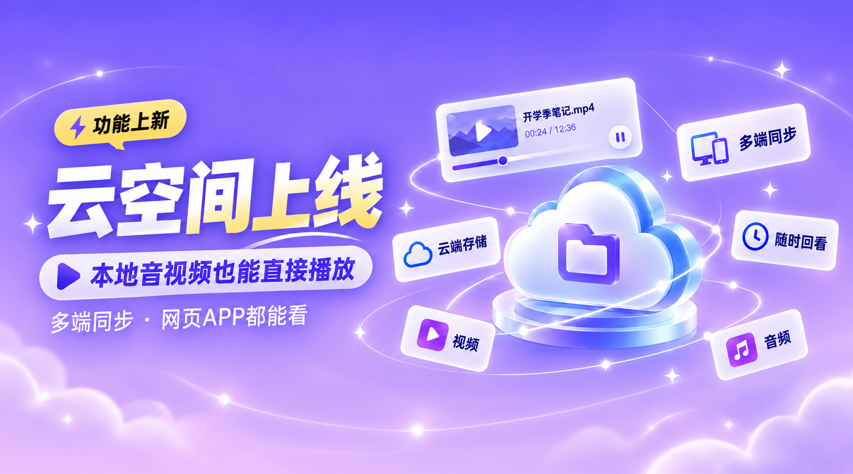Ai好记云空间上线|本地创建的音视频可直接播放,网页APP多端通用